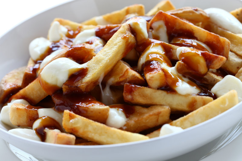 Poutine on a plate.