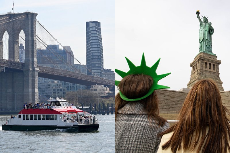Collage of Circle Line Cruises and Statue of Liberty.
