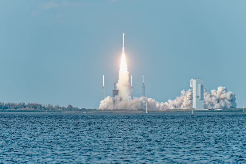 Rocket launch during the day.